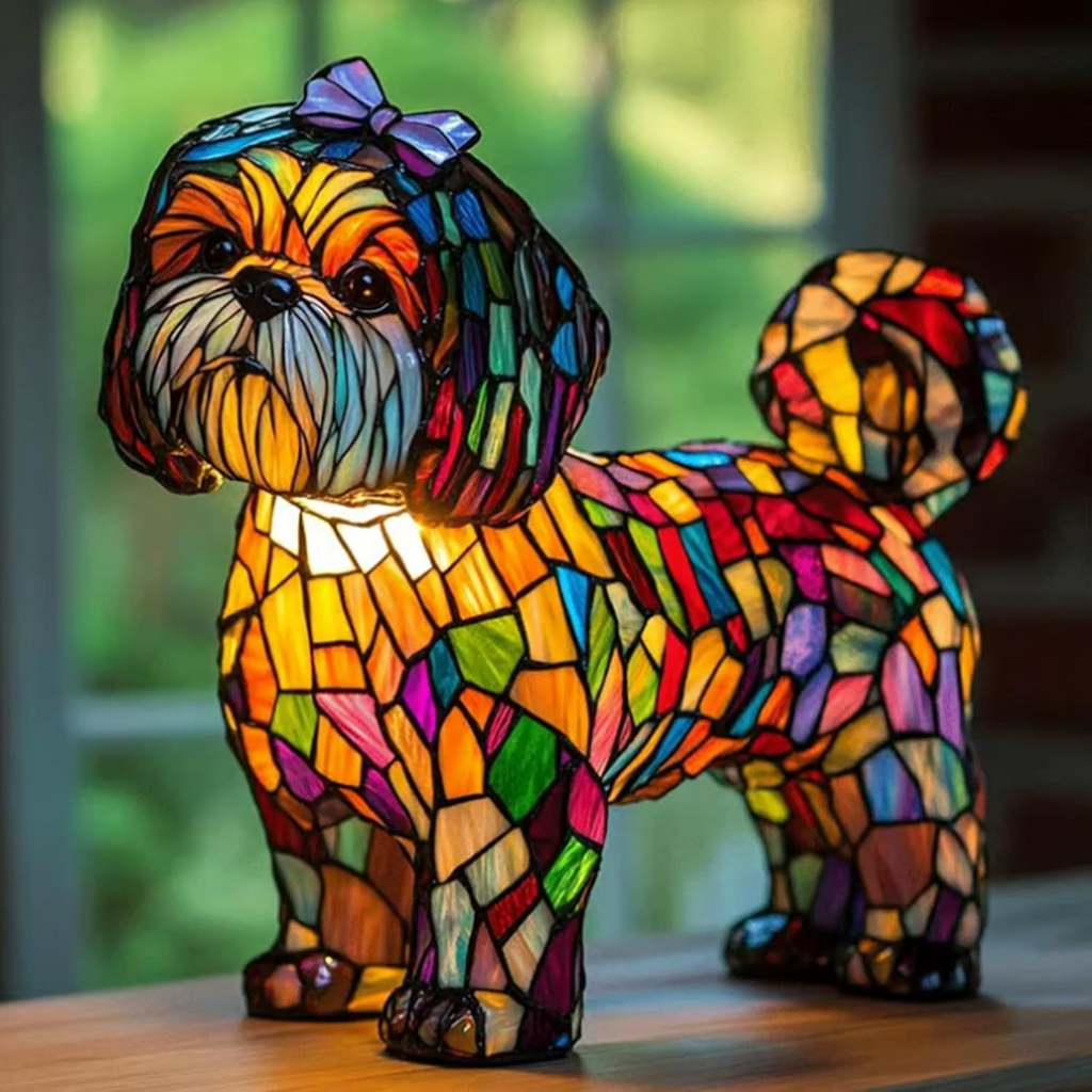 Lámpara Nocturna de Resina con Temática Canina y LED